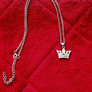Retro Juicy Couture Silver Tone Rhinestone Crown Pendant